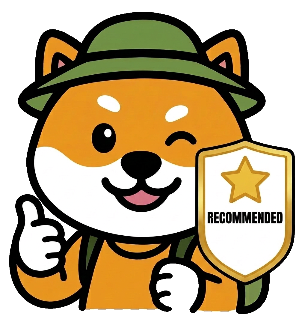 Aki giving a thumbs up beside a recommended badge